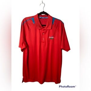 Adidas Climachill red short sleeve golf polo shirt. Linwood. No tags